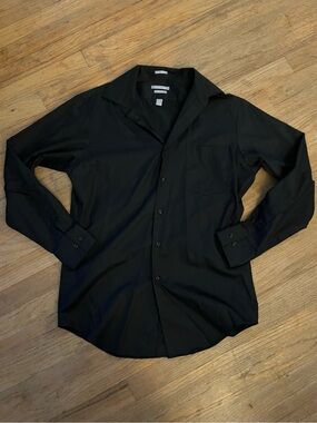 Van Heusen Black Long-Sleeve Dress Shirt